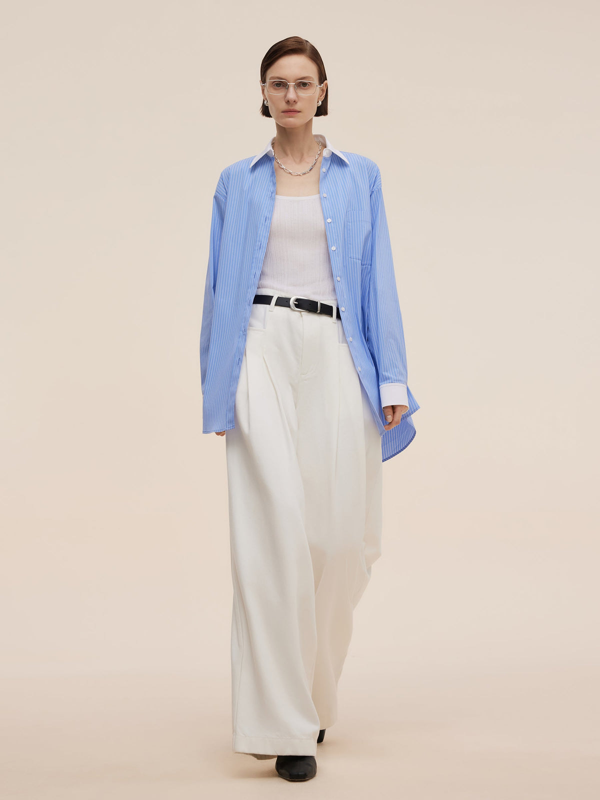 Color Block Stripe Women Oversized Shirt