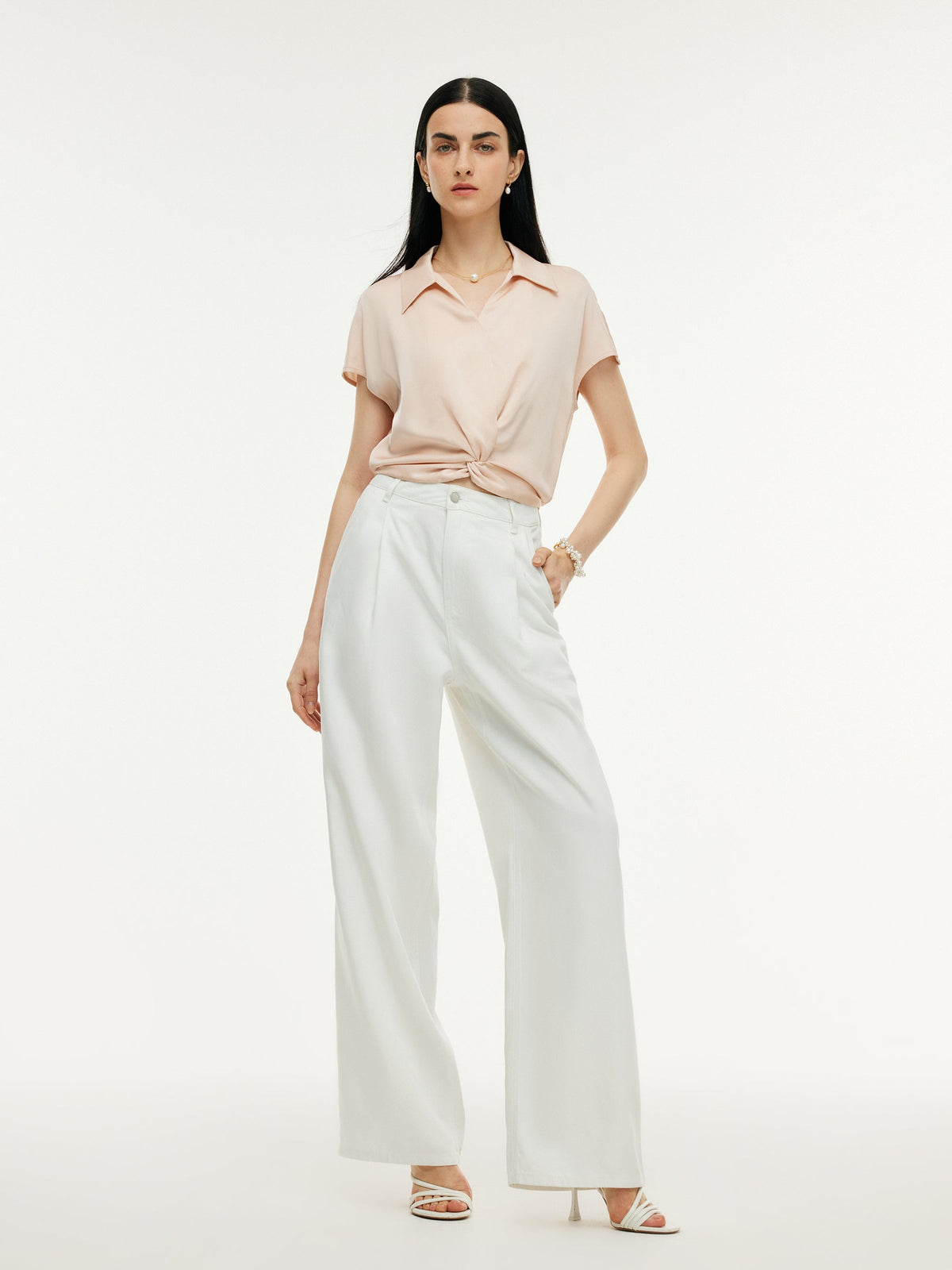 22MM Mulberry Silk Twist Front Women Blouse