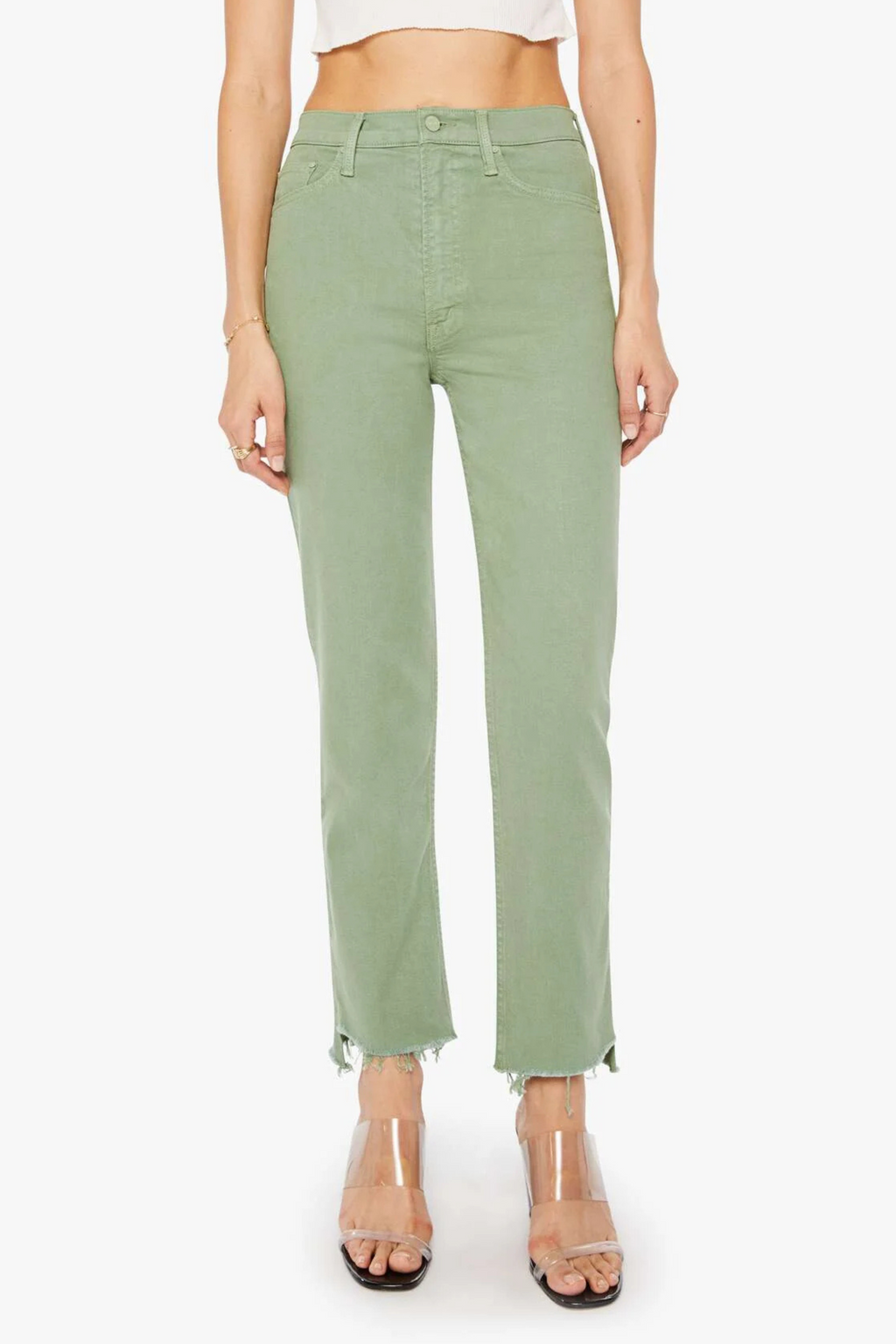 Mother Hi Waist Rider Ankle Step Fray