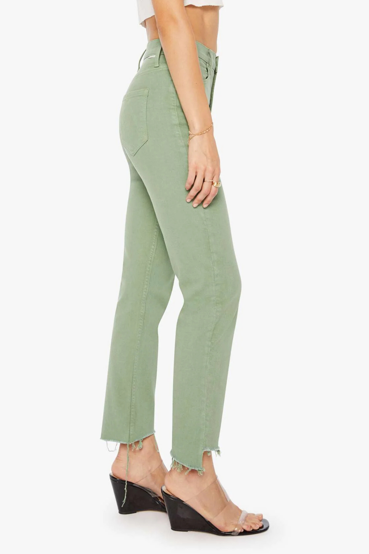 Mother Hi Waist Rider Ankle Step Fray