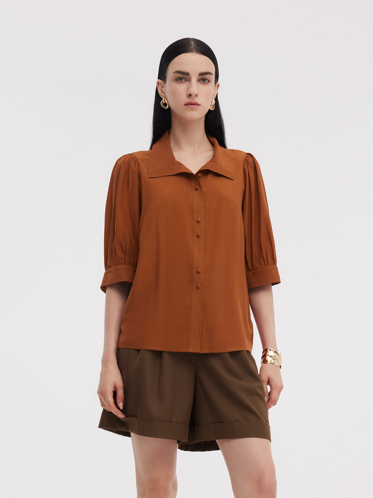 Tencel Acetate Blend Women Loose Shirt