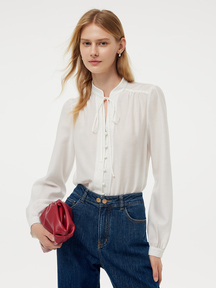 Tie Front Neck Women Blouse