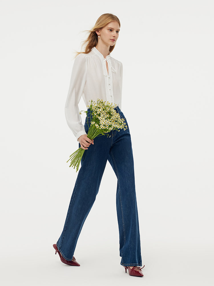 Tie Front Neck Women Blouse