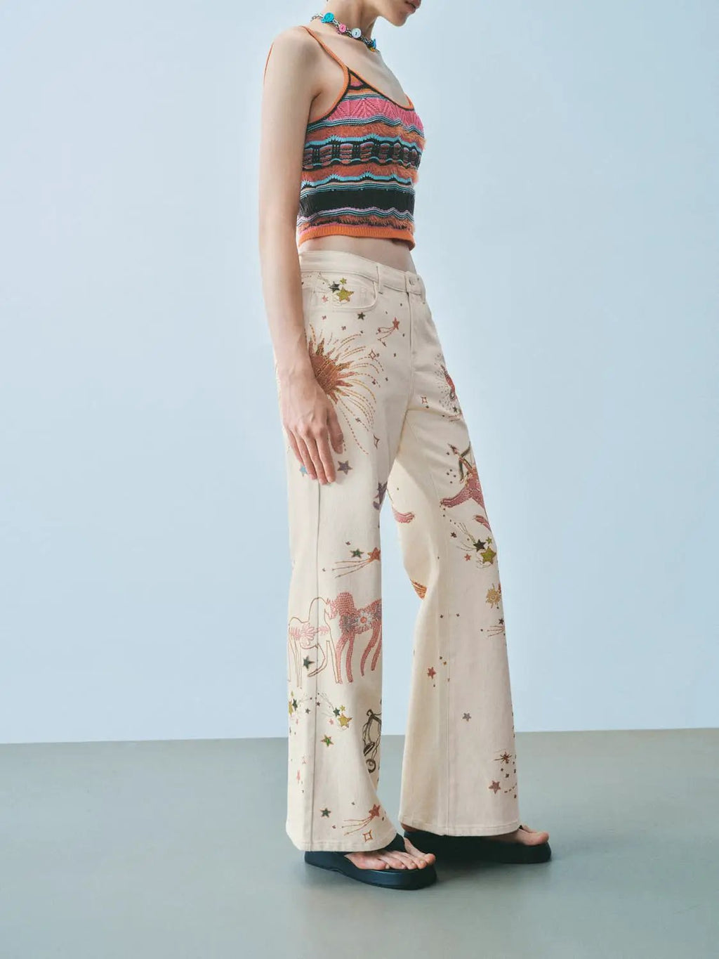 Printed Denim Jeans