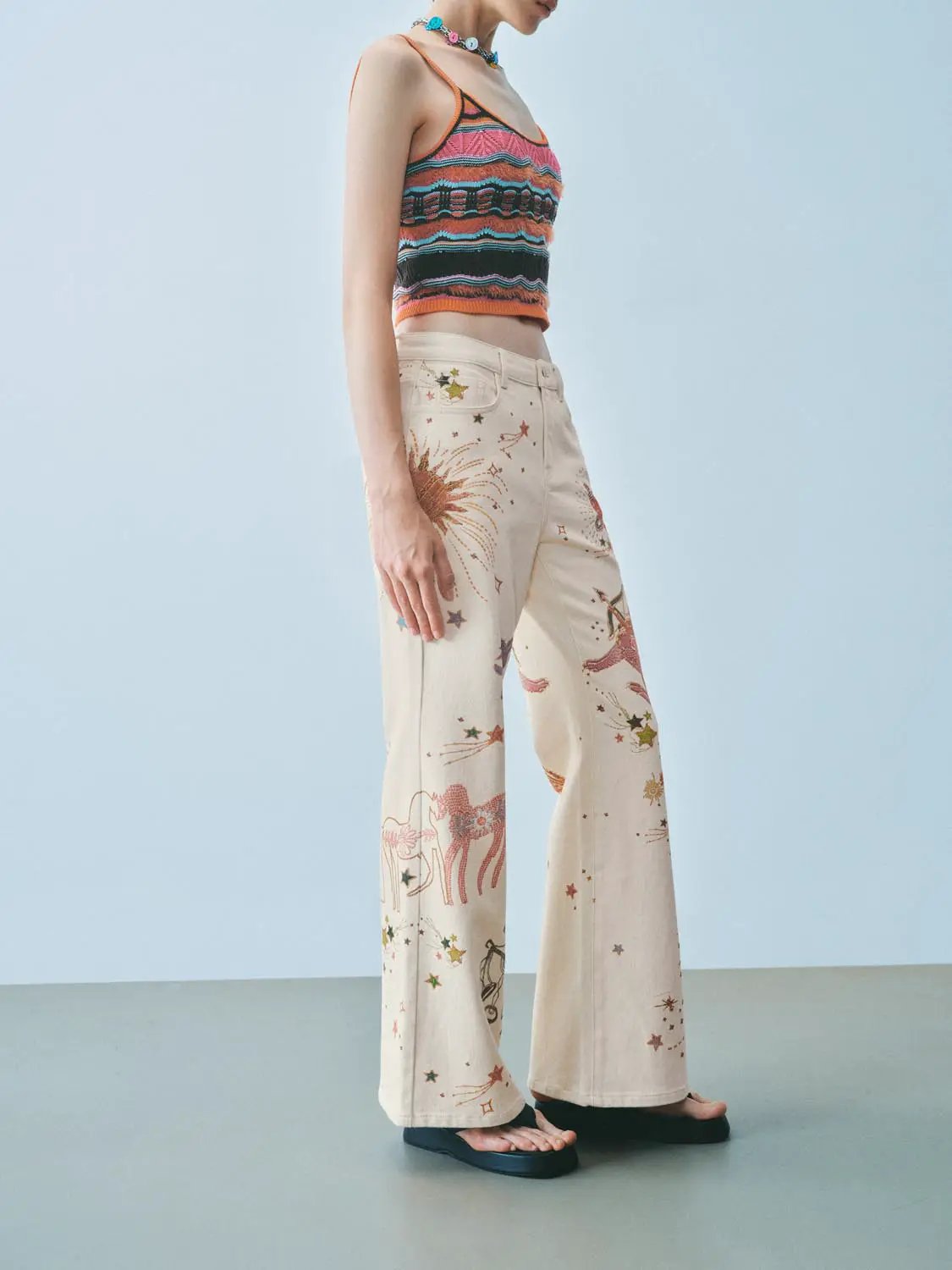 Printed Denim Jeans