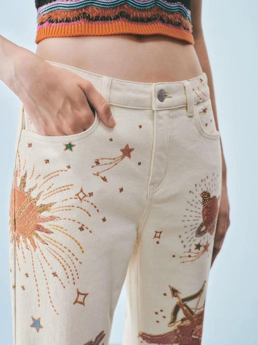 Printed Denim Jeans