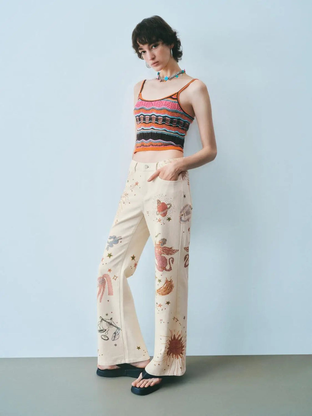 Printed Denim Jeans
