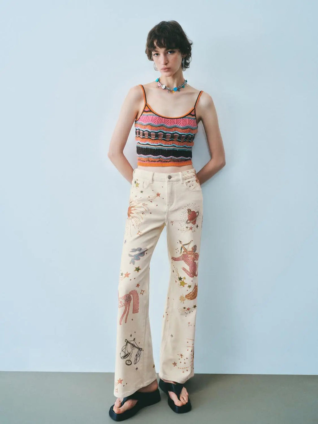 Printed Denim Jeans