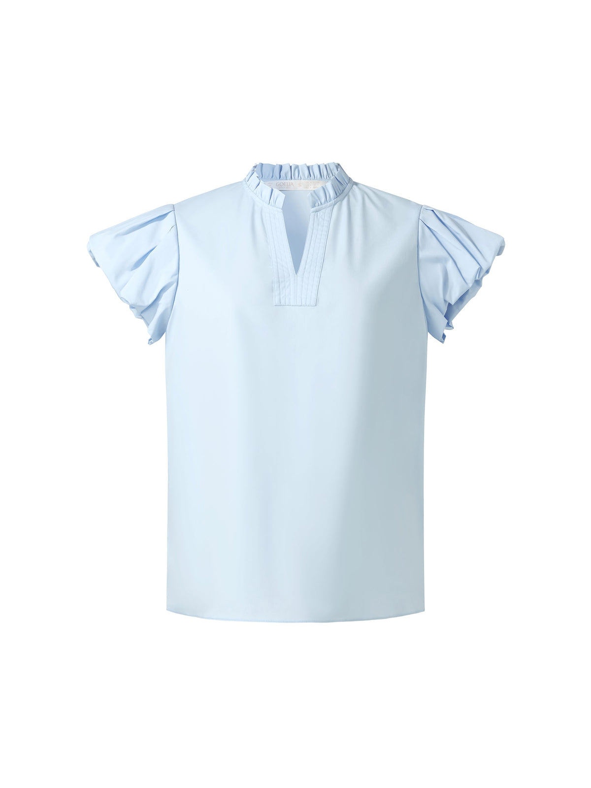 Ruffle Collar V-Neck Women Puff Sleeve Blouse